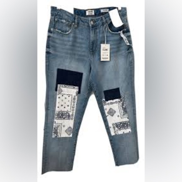 Kensie Jeans Women The Slim 12/31 True Vintage Medium Wash Distressed Boho - Picture 1 of 5